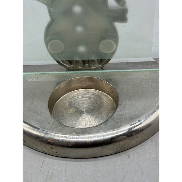 Kirkland 3D Snowman Candleholder 5in Silver Frosted Glass Tealight Used READ - Picture 7 of 9